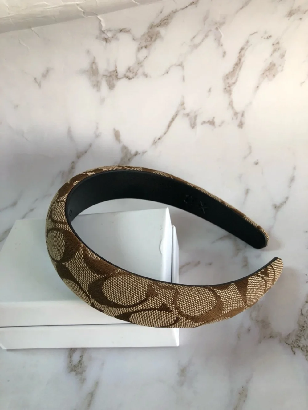 Coach Brown Signature Jacquard Padded Headband - Picture 3 of 10